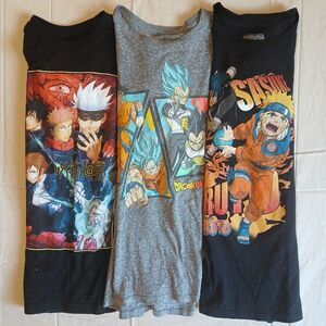 Anime Manga T Shirts LOT of 3 Sz MED Jujitsu Kaizen Naruto Dragon Ball Super